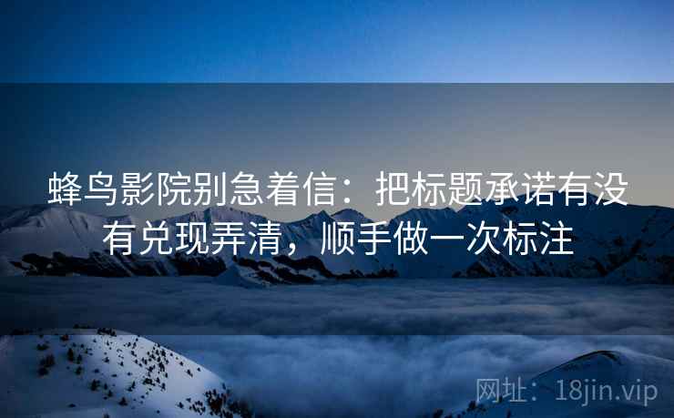 蜂鸟影院别急着信：把标题承诺有没有兑现弄清，顺手做一次标注